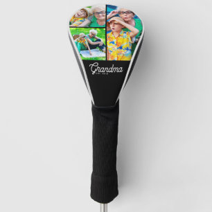 Grandma Established Modern Script Black 3 Photo Golf Head Cover