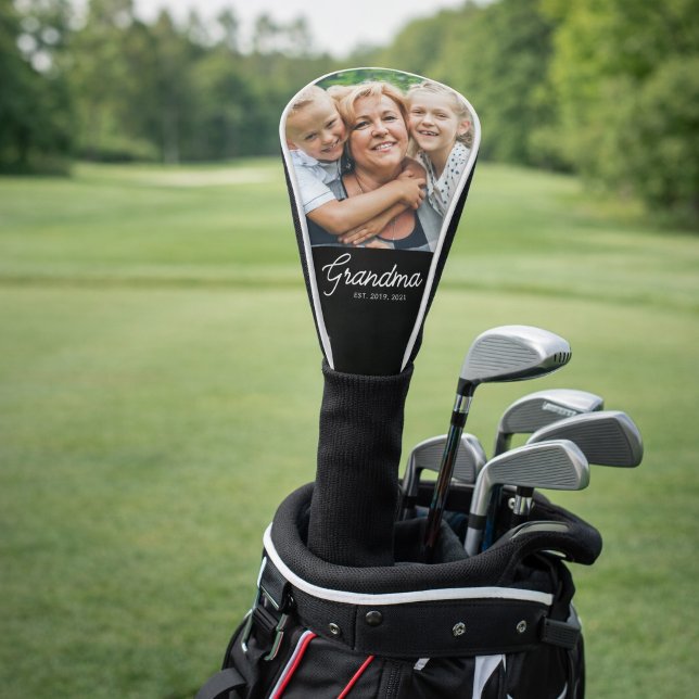 Grandma Established Modern Script Photo Golf Head Cover (Creator Uploaded)