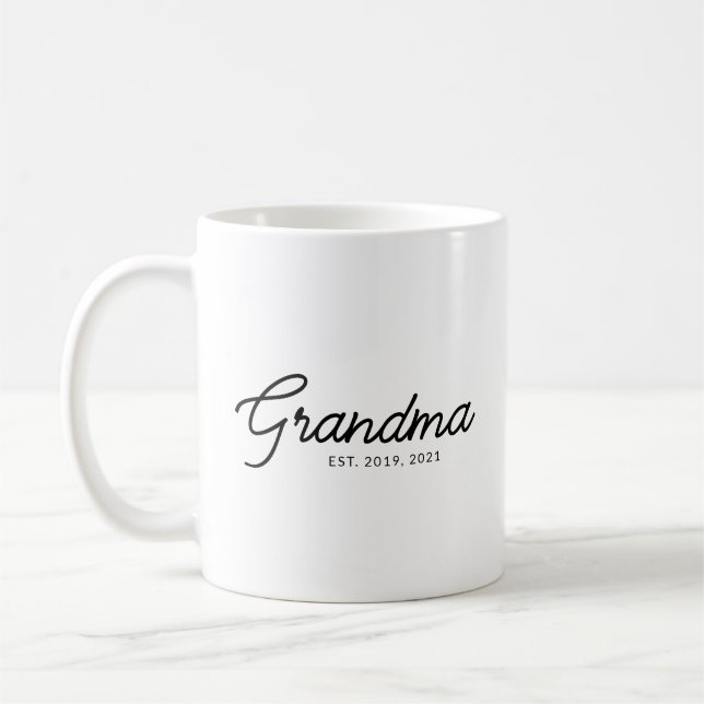 Grandma Established New Grandmother Gift Coffee Mug (Left)