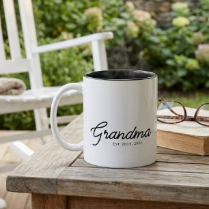 Grandma Established New Grandmother Gift Two-Tone Coffee Mug