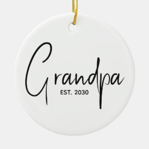 Grandma Established New Grandpa Gift  Ceramic Tree Decoration