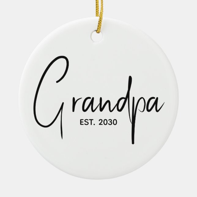 Grandma Established New Grandpa Gift  Ceramic Tree Decoration (Front)