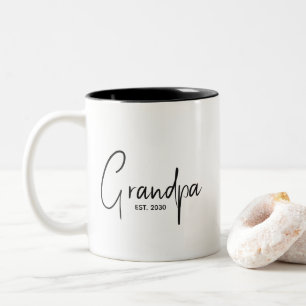 Grandma Established New Grandpa Gift  Two-Tone Coffee Mug