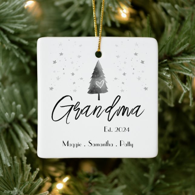 Grandma Established Personalised Elegant Ceramic Ornament (Tree)