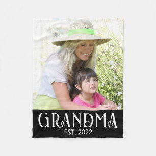 Grandma Established Photo  Fleece Blanket