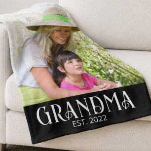 Grandma Established Photo  Fleece Blanket