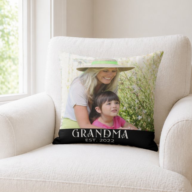 Grandma Established Photo Gift  Cushion (Creator Uploaded)