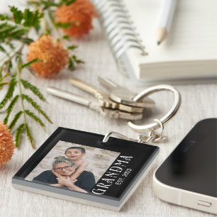 Grandma Established Photo Gift Key Ring