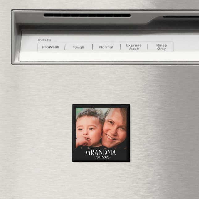 Grandma Established Photo Gift Magnet (In Situ (Dishwasher))