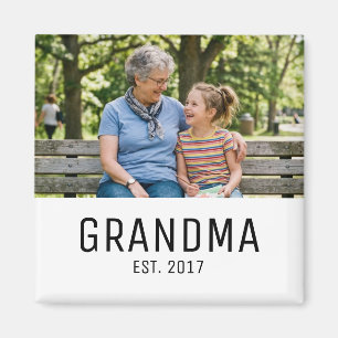 Grandma Established Photo Gift Magnet
