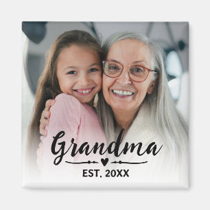 Grandma Established Photo Gift  Magnet