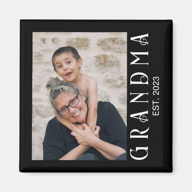 Grandma Established Photo Gift Magnet (Front)