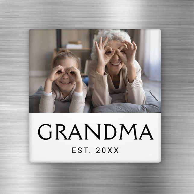 Grandma Established Photo Gift Magnet (Creator Uploaded)