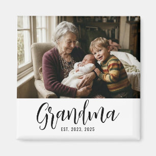 Grandma Established Photo Gift Magnet
