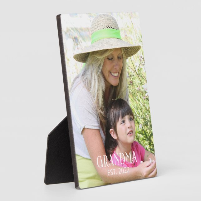 Grandma Established Photo Gift  Plaque (Side)