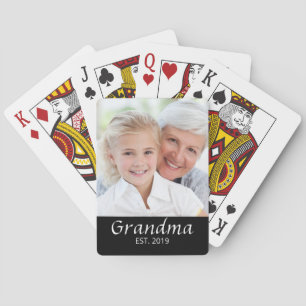 Grandma Established Photo Playing Cards