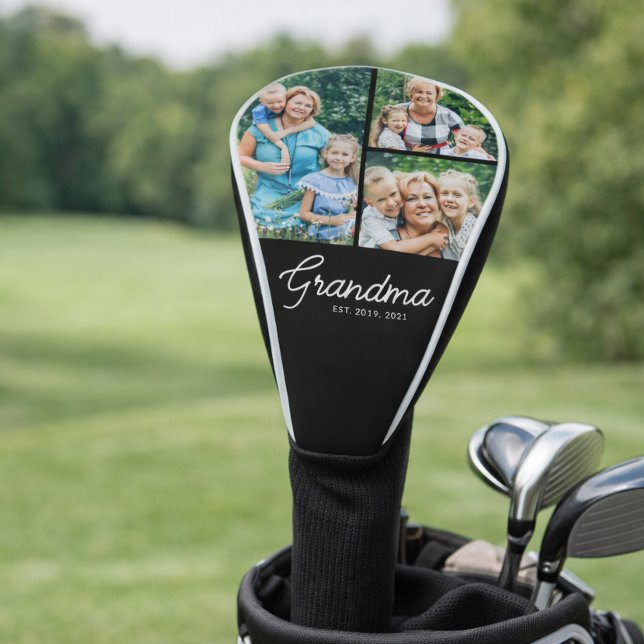Grandma Established Script 3 Photo Golf Head Cover (Creator Uploaded)
