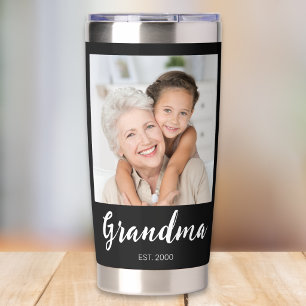 Grandma Established Script Black 2 Photo  Insulated Tumbler