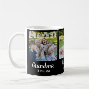 Grandma Established Script Black 3 Photo Coffee Mug