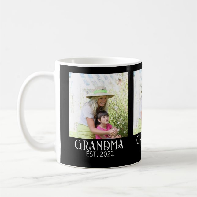 Grandma Established Script Black 3 Photo  Coffee Mug (Left)