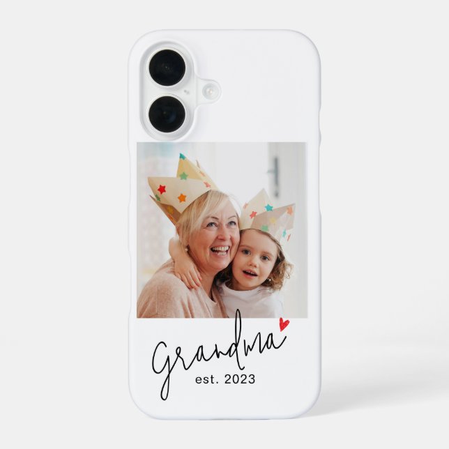 Grandma Established Script Photo iPhone 16 Case (Back)