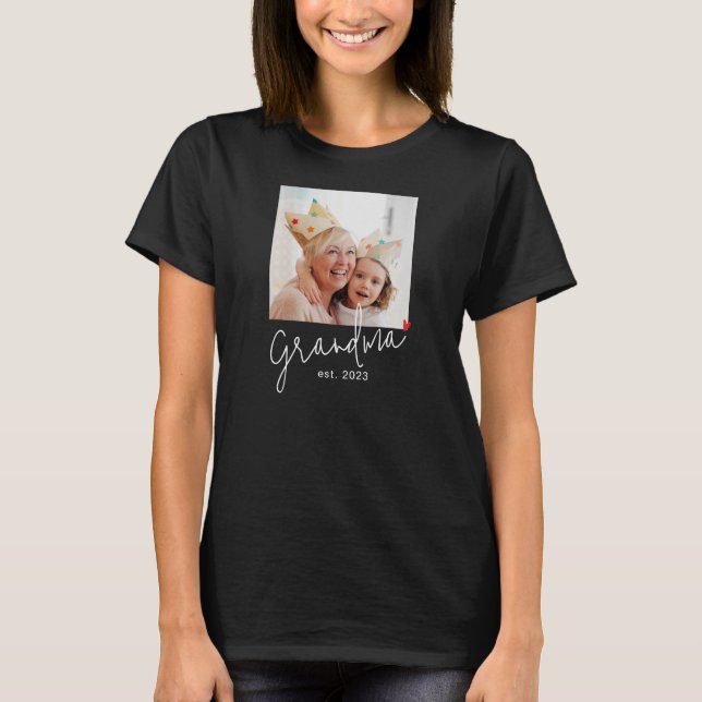 Grandma Established Script Photo T-Shirt (Front)