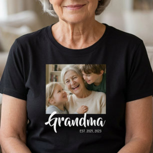 Grandma Established Script Photo T-Shirt