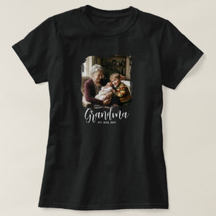 Grandma Established Script Photo T-Shirt