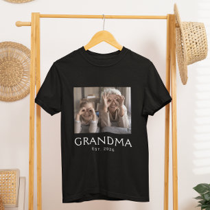 Grandma Established Typography Photo T-Shirt