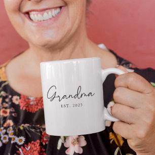 Grandma Established Year Simple Minimalist Gift Coffee Mug