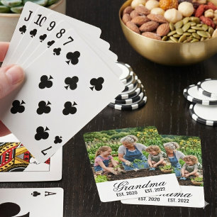 Grandma Established Years Photo Keepsake Gift Playing Cards