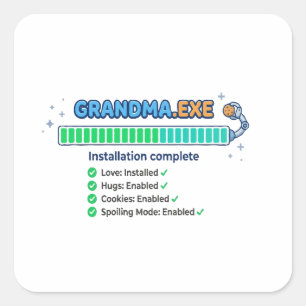 Grandma.exe Funny Grandmother Gift Square Sticker