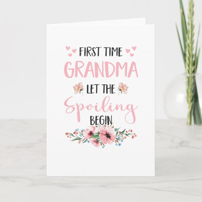 Grandma Expectant Omi Grandparents Baby Flowers Card (Front)