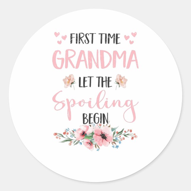 Grandma Expectant Omi Grandparents Baby Flowers Classic Round Sticker (Front)