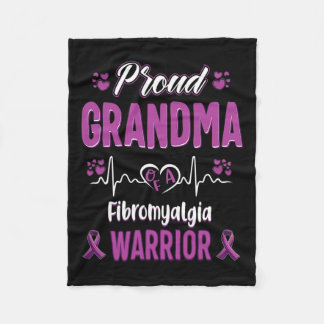 Grandma Fibromyalgia Warrior Awareness Ribbon Purp Fleece Blanket