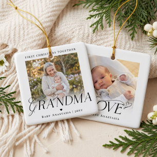 Grandma First Christmas Grandchild Photo Keepsake Ceramic Ornament