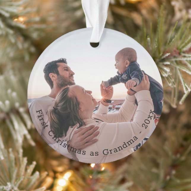 Grandma First Christmas Personalised Photo Ornament (Tree)