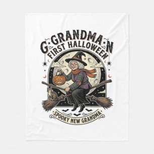 Grandma First Halloween Vintage Witch Shirt_1 Fleece Blanket