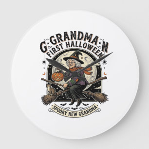 Grandma First Halloween Vintage Witch Shirt_1 Large Clock