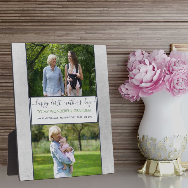 Grandma First Mothers Day - 2 Photo Personalised Plaque (Creator Uploaded)