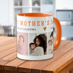 Grandma First Mothers Day 5 Photo Collage Orange Mug