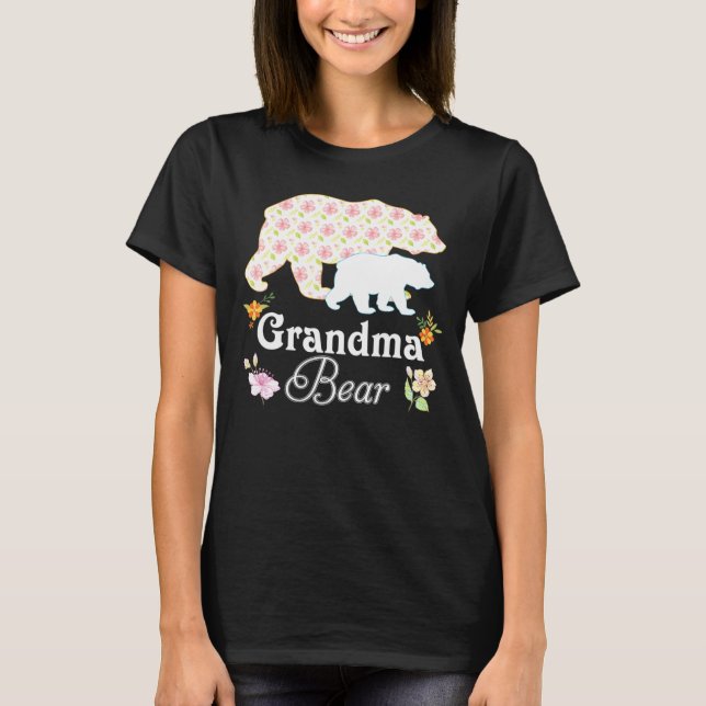 Grandma Floral Flower Bear Cute Family Mommy Grand T-Shirt (Front)