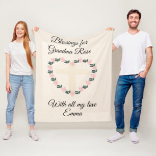 Grandma Floral Heart Comfort Fleece Blanket