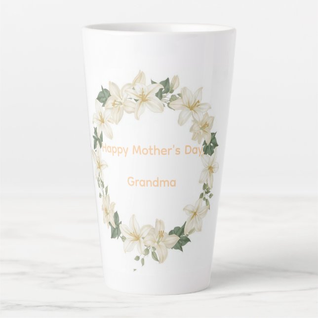 Grandma Floral Mother’s Day Gift for Nana Latte Mug (Front)
