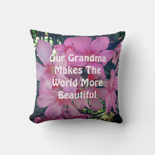 Grandma Floral Photo Bright Pink Oleander Flowers Cushion