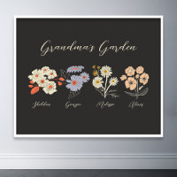 Grandma Flower Garden Custom 4 Name Vintage Floral