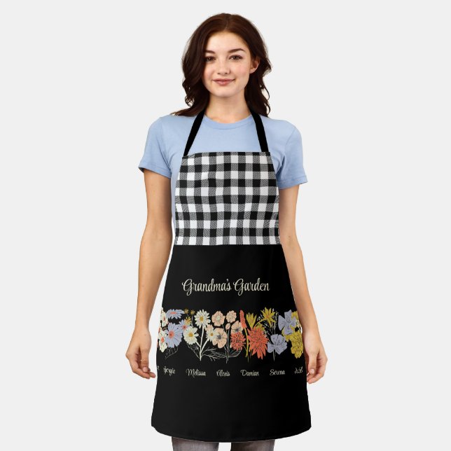 Grandma Flower Garden Custom 7 Name Vintage Floral Apron (Worn)