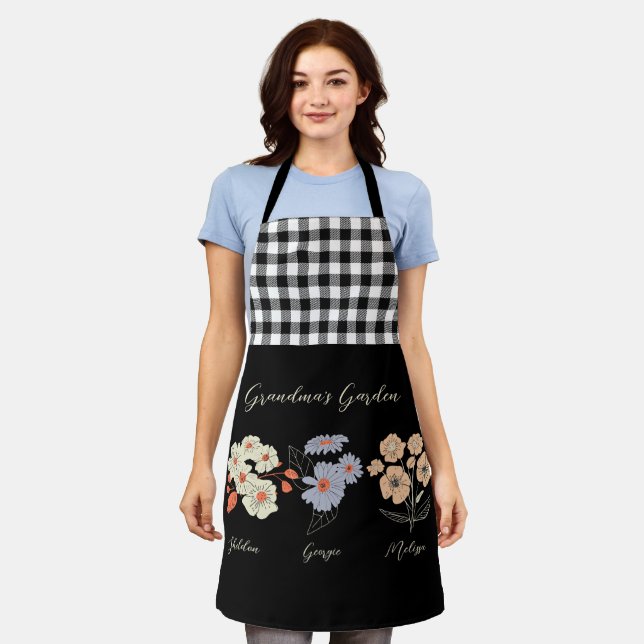Grandma Flower Garden Custom Name Vintage Floral Apron (Worn)