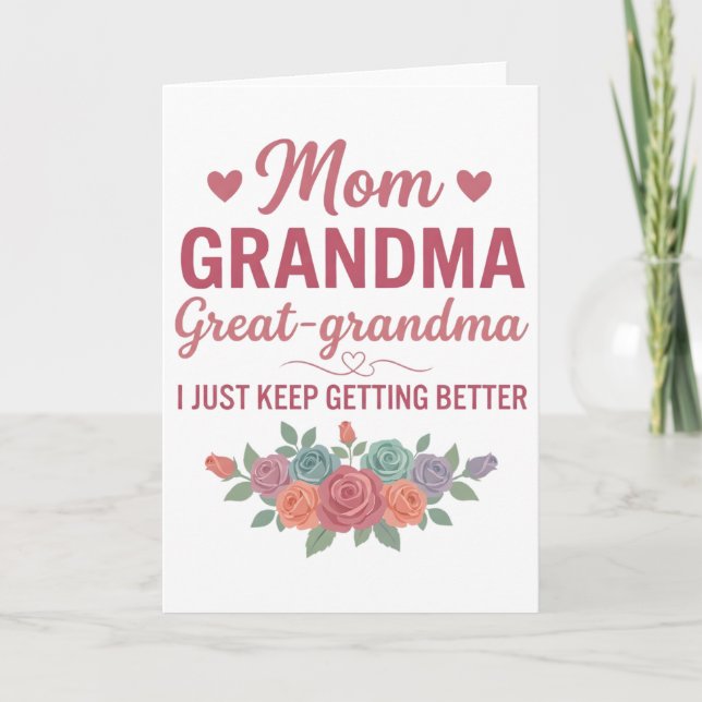 Grandma for Women Mom Grandma Great Grandma Card (Front)