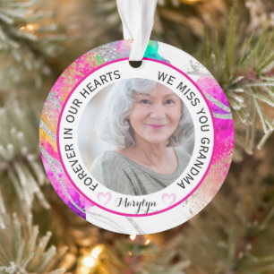 Grandma Forever in Our Hearts Rainbow Glitter Ornament